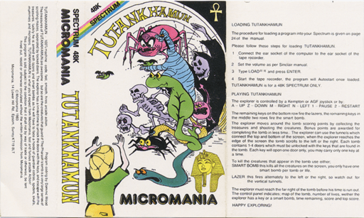 Tutankhamun box art for ZX Spectrum